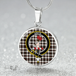 Scottish Brodie Black & White Clan Tartan Circle Necklace - Crest Classic Scottish Plaid Tartan Plaid