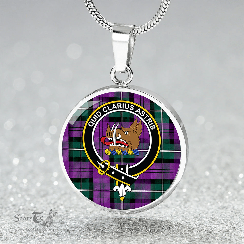 Scottish Baillie (Highland Society of London) Modern Clan Tartan Circle Necklace - Crest Classic Scottish Plaid Tartan Plaid