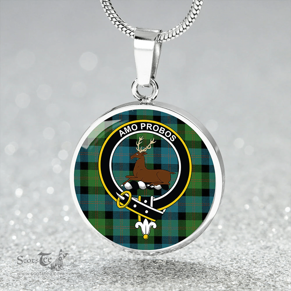 Scottish Blair Ancient Clan Tartan Circle Necklace - Crest Classic Scottish Plaid Tartan Plaid