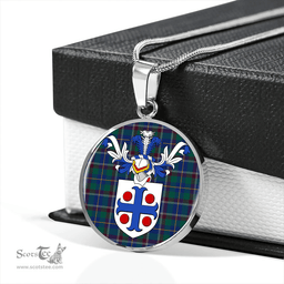 Scottish Belfrage (Belfarge) Modern Clan Tartan Circle Necklace - Crest Classic Scottish Plaid Tartan Plaid