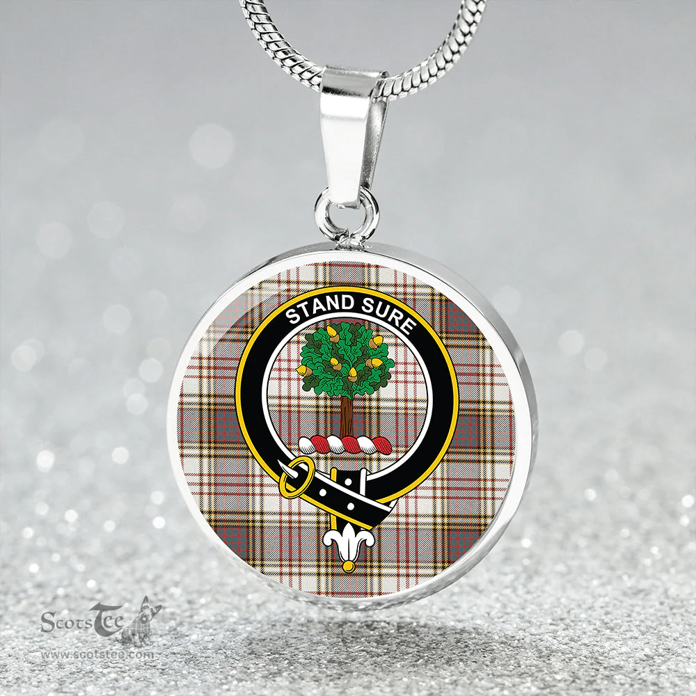 Scottish Anderson Arisaid #2 Weathered Clan Tartan Circle Necklace - Crest Classic Scottish Plaid Tartan Plaid