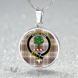 Scottish Anderson Arisaid #2 Weathered Clan Tartan Circle Necklace - Crest Classic Scottish Plaid Tartan Plaid