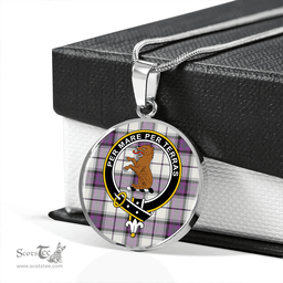 Scottish Alexander of Menstry Dress Weathered Clan Tartan Circle Necklace - Crest Classic Scottish Plaid Tartan Plaid