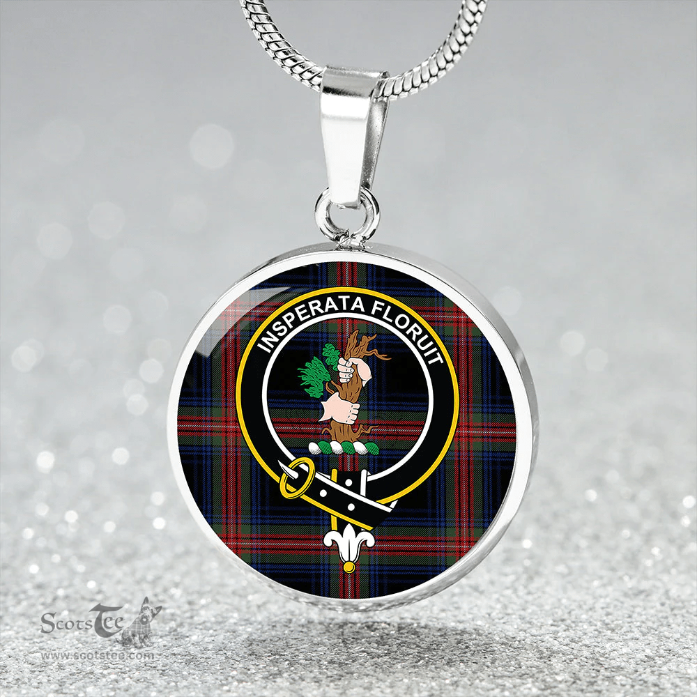 Scottish Braveheart Warrior (Wate #2) Modern Clan Tartan Circle Necklace - Crest Classic Scottish Plaid Tartan Plaid