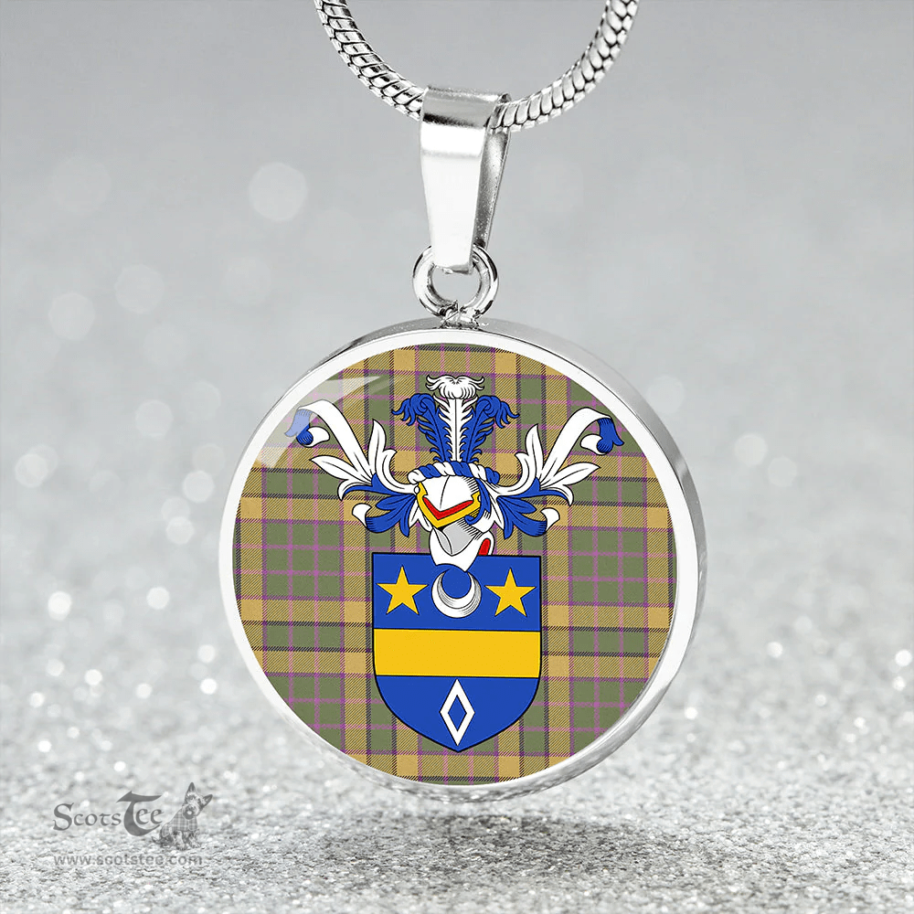 Scottish Blackwood Weathered Clan Tartan Circle Necklace - Crest Classic Scottish Plaid Tartan Plaid
