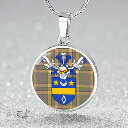 Scottish Blackwood Weathered Clan Tartan Circle Necklace - Crest Classic Scottish Plaid Tartan Plaid