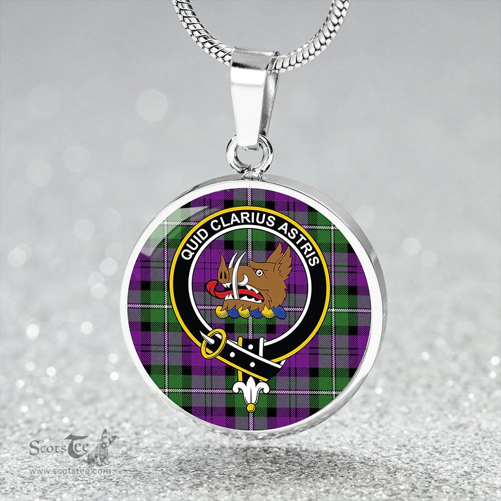 Scottish Baillie (Highland Society of London) Ancient Clan Tartan Circle Necklace - Crest Classic Scottish Plaid Tartan Plaid