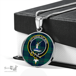 Scottish Barclay Hunting Modern Clan Tartan Circle Necklace - Crest Classic Scottish Plaid Tartan Plaid