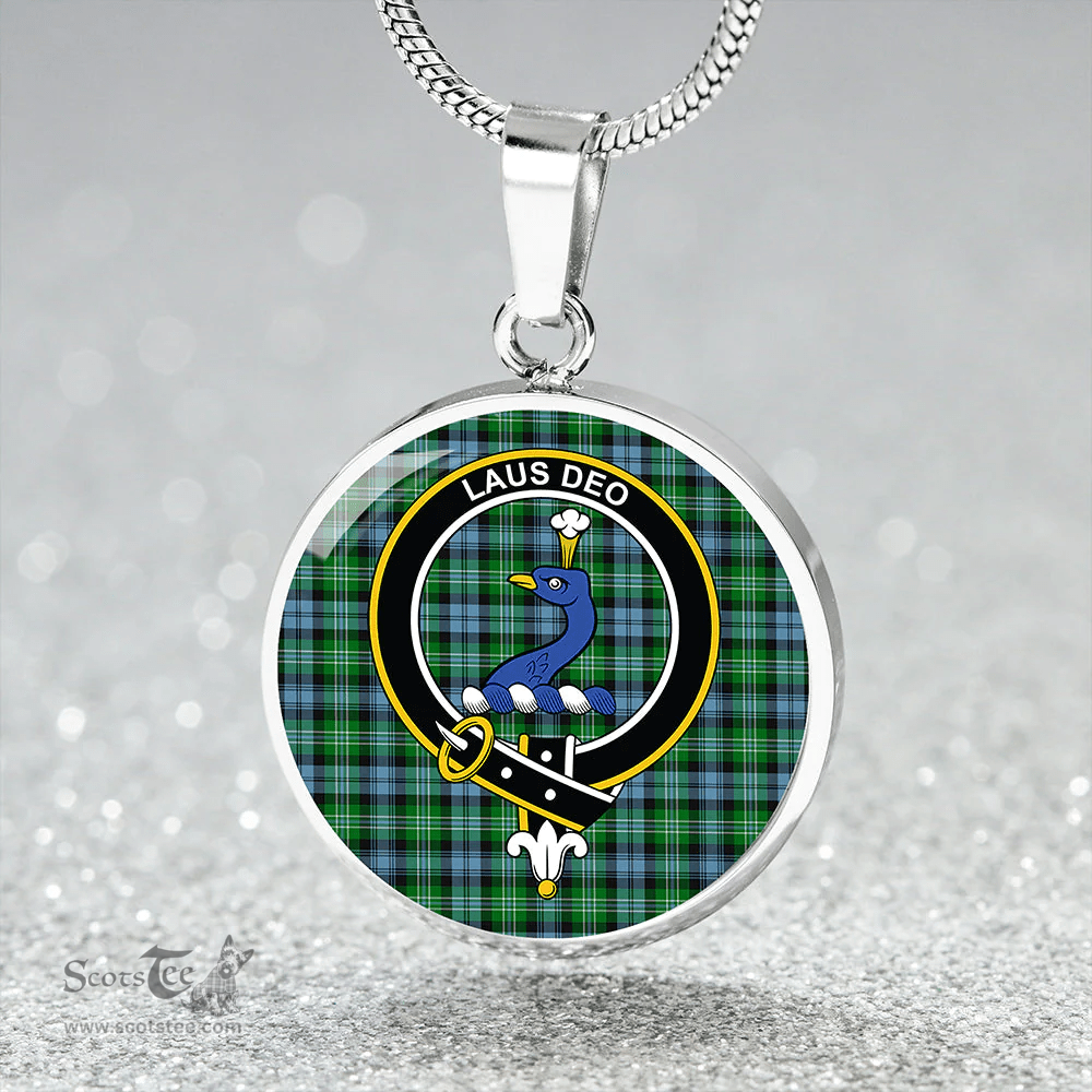 Scottish Arbuthnot Ancient Clan Tartan Circle Necklace - Crest Classic Scottish Plaid Tartan Plaid