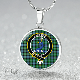 Scottish Arbuthnot Ancient Clan Tartan Circle Necklace - Crest Classic Scottish Plaid Tartan Plaid