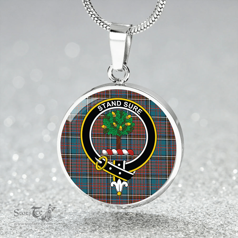 Scottish Anderson Highland Society of London Ancient Clan Tartan Circle Necklace - Crest Classic Scottish Plaid Tartan Plaid