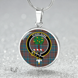 Scottish Anderson Highland Society of London Ancient Clan Tartan Circle Necklace - Crest Classic Scottish Plaid Tartan Plaid