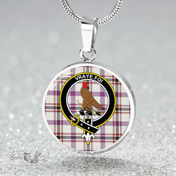 Scottish Boswell Dress Weathered Clan Tartan Circle Necklace - Crest Classic Scottish Plaid Tartan Plaid