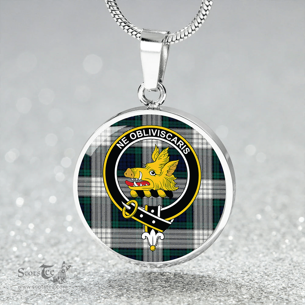 Scottish Campbell 42nd Dress Modern 2 Clan Tartan Circle Necklace - Crest Classic Scottish Plaid Tartan Plaid