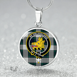 Scottish Campbell 42nd Dress Modern 2 Clan Tartan Circle Necklace - Crest Classic Scottish Plaid Tartan Plaid