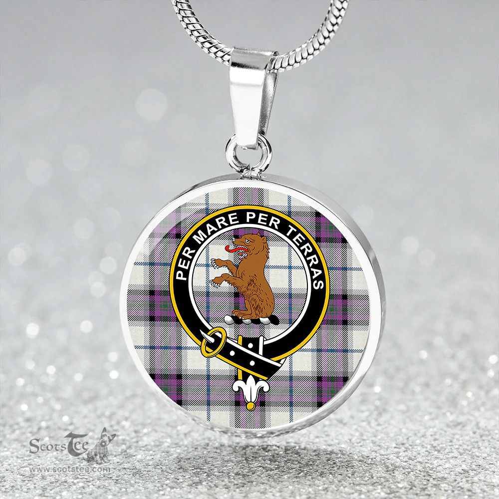 Scottish Alexander of Menstry Dress Ancient Clan Tartan Circle Necklace - Crest Classic Scottish Plaid Tartan Plaid