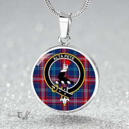 Scottish Glenn (Glen) Modern Clan Tartan Circle Necklace - Crest Classic Scottish Plaid Tartan Plaid