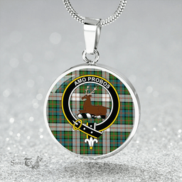 Scottish Blair Dress Ancient Clan Tartan Circle Necklace - Crest Classic Scottish Plaid Tartan Plaid