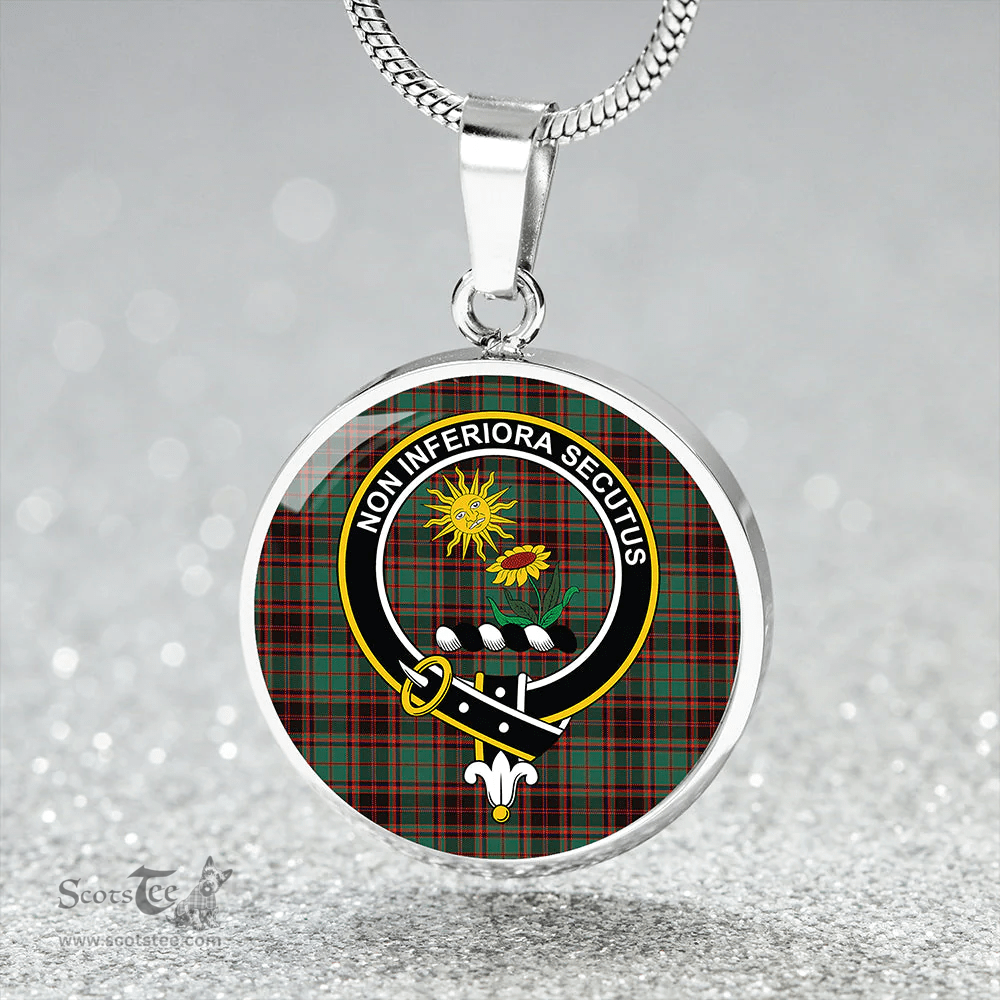 Scottish Buchan Ancient Clan Tartan Circle Necklace - Crest Classic Scottish Plaid Tartan Plaid