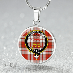 Scottish Cameron Hose Ancient 2 Clan Tartan Circle Necklace - Crest Classic Scottish Plaid Tartan Plaid
