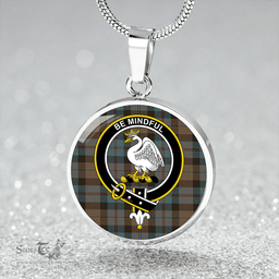 Scottish Campbell of Cawdor Weathered 2 Clan Tartan Circle Necklace - Crest Classic Scottish Plaid Tartan Plaid