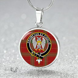 Scottish Carruthers Modern Clan Tartan Circle Necklace - Crest Classic Scottish Plaid Tartan Plaid