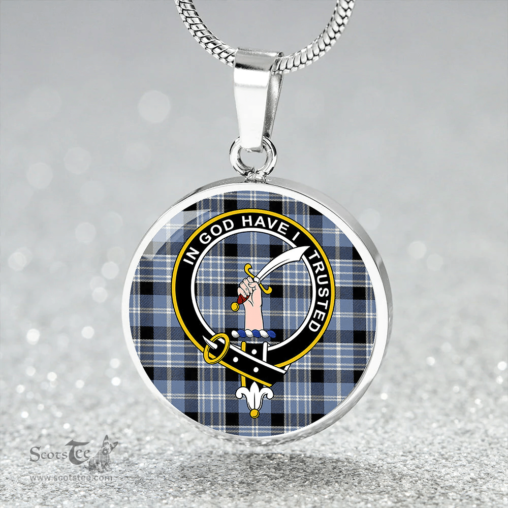 Scottish Clark Ancient Clan Tartan Circle Necklace - Crest Classic Scottish Plaid Tartan Plaid