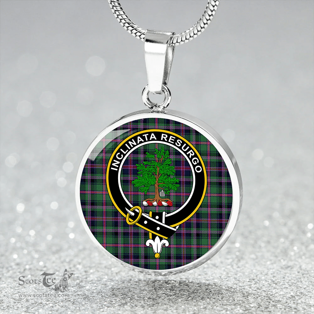 Scottish Cooper Modern Clan Tartan Circle Necklace - Crest Classic Scottish Plaid Tartan Plaid