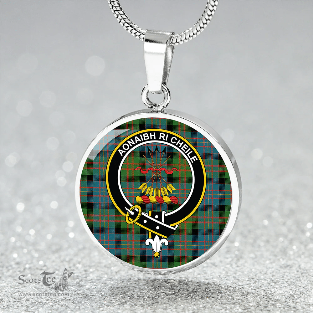 Scottish Cameron of Erracht Ancient 2 Clan Tartan Circle Necklace - Crest Classic Scottish Plaid Tartan Plaid