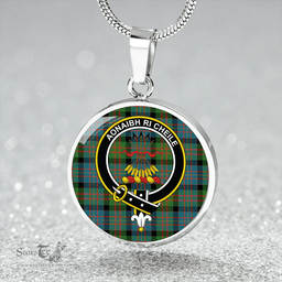 Scottish Cameron of Erracht Ancient 2 Clan Tartan Circle Necklace - Crest Classic Scottish Plaid Tartan Plaid