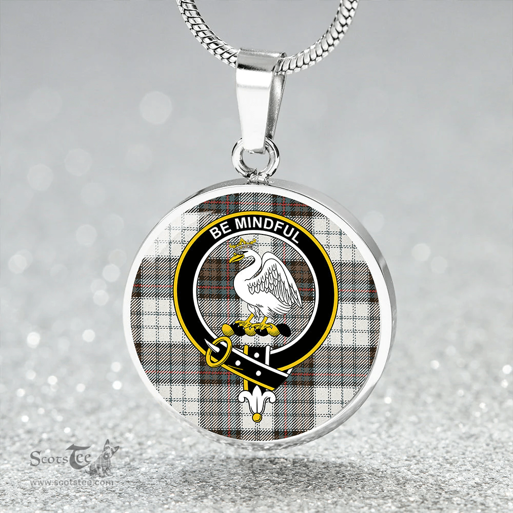 Scottish Campbell of Cawdor Dress Weathered 2 Clan Tartan Circle Necklace - Crest Classic Scottish Plaid Tartan Plaid