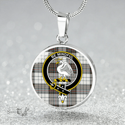 Scottish Campbell of Cawdor Dress Weathered 2 Clan Tartan Circle Necklace - Crest Classic Scottish Plaid Tartan Plaid