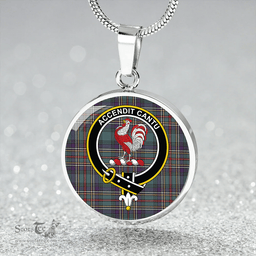 Scottish Cockburn (Coburn) Weathered Clan Tartan Circle Necklace - Crest Classic Scottish Plaid Tartan Plaid