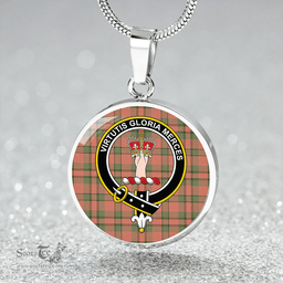 Scottish Donachie of Brockloch Hunting Weathered Clan Tartan Circle Necklace - Crest Classic Scottish Plaid Tartan Plaid