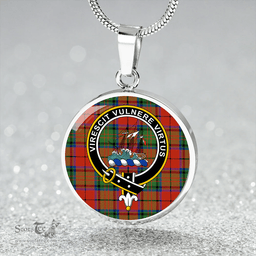 Scottish Dickie Modern Clan Tartan Circle Necklace - Crest Classic Scottish Plaid Tartan Plaid