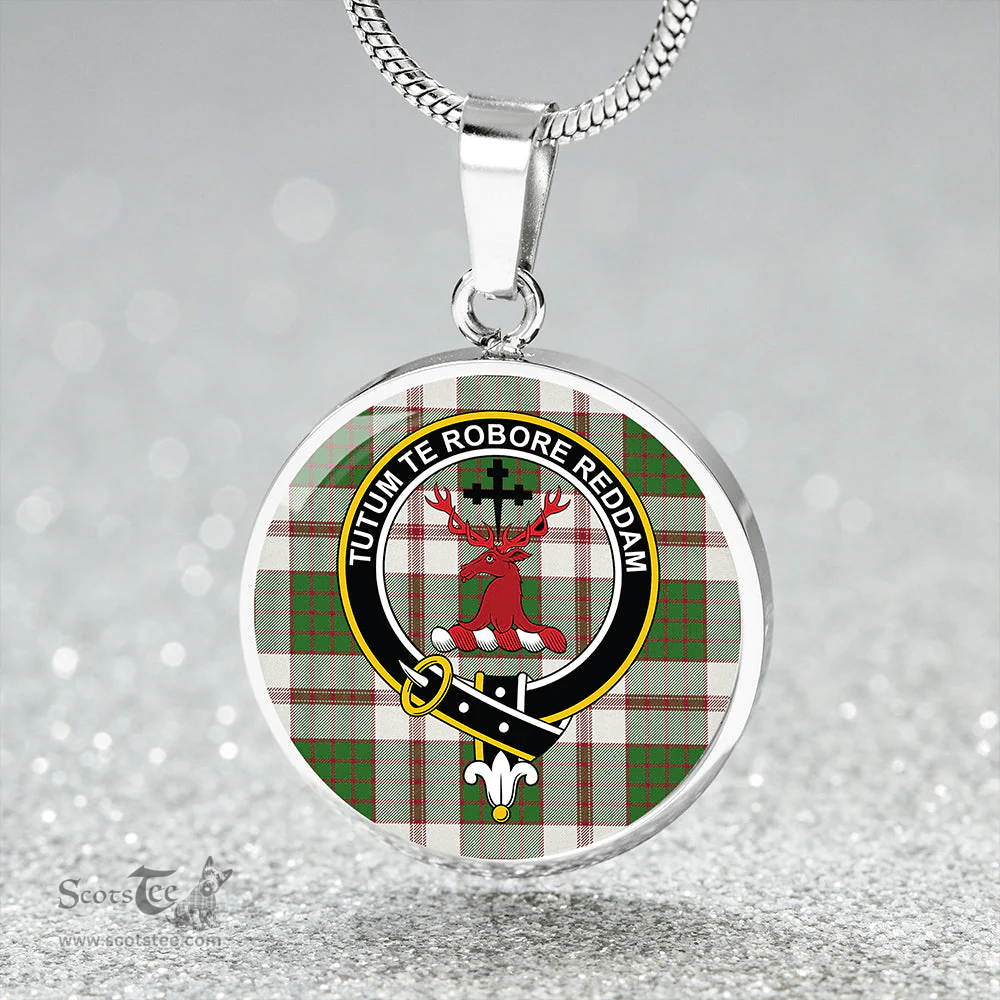 Scottish Crawford Arisaid Dance Clan Tartan Circle Necklace - Crest Classic Scottish Plaid Tartan Plaid