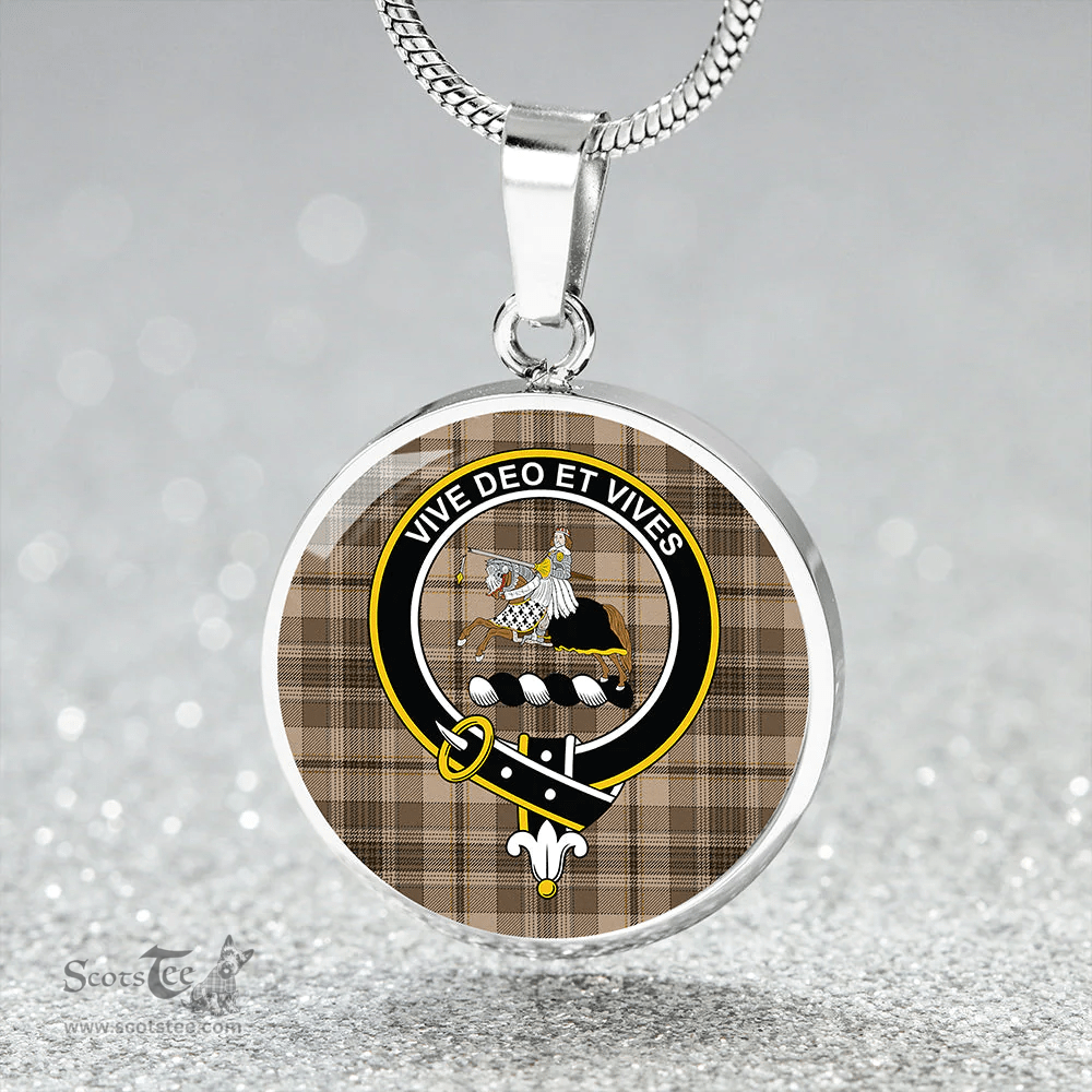 Scottish Craig (Craigie) Weathered Clan Tartan Circle Necklace - Crest Classic Scottish Plaid Tartan Plaid