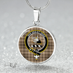 Scottish Craig (Craigie) Weathered Clan Tartan Circle Necklace - Crest Classic Scottish Plaid Tartan Plaid