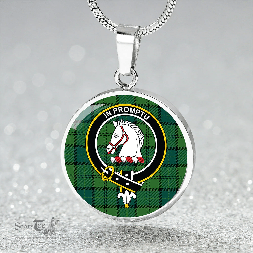 Scottish Dunbar Hunting Modern Clan Tartan Circle Necklace - Crest Classic Scottish Plaid Tartan Plaid
