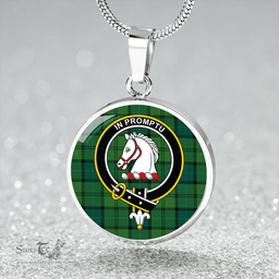 Scottish Dunbar Hunting Modern Clan Tartan Circle Necklace - Crest Classic Scottish Plaid Tartan Plaid