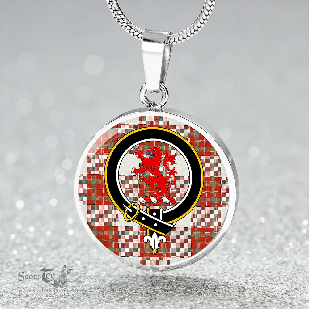 Scottish MacBrair Dress #2 Ancient Clan Tartan Circle Necklace - Crest Classic Scottish Plaid Tartan Plaid
