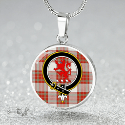 Scottish MacBrair Dress #2 Ancient Clan Tartan Circle Necklace - Crest Classic Scottish Plaid Tartan Plaid