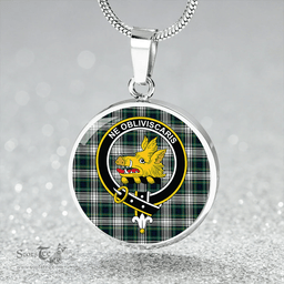 Scottish Campbell Dress Modern 2 Clan Tartan Circle Necklace - Crest Classic Scottish Plaid Tartan Plaid
