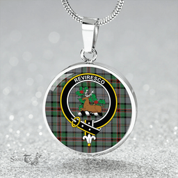 Scottish Dinwoodie Ancient Clan Tartan Circle Necklace - Crest Classic Scottish Plaid Tartan Plaid