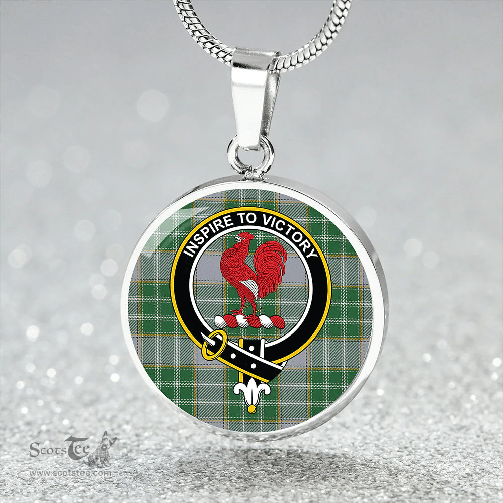 Scottish Currie Modern Clan Tartan Circle Necklace - Crest Classic Scottish Plaid Tartan Plaid