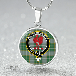 Scottish Currie Modern Clan Tartan Circle Necklace - Crest Classic Scottish Plaid Tartan Plaid
