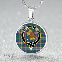 Scottish Mary, Queen of Scots Modern Clan Tartan Circle Necklace - Crest Classic Scottish Plaid Tartan Plaid