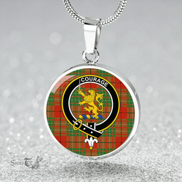 Scottish Cumming (MacAulay #2) Ancient Clan Tartan Circle Necklace - Crest Classic Scottish Plaid Tartan Plaid