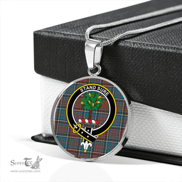 Scottish Anderson Highland Society of London Ancient Clan Tartan Circle Necklace - Crest Classic Scottish Plaid Tartan Plaid