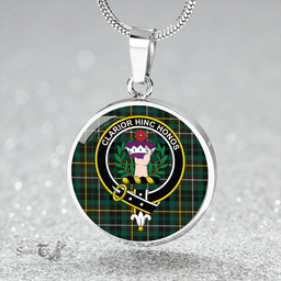 Scottish Buchanan Hunting Modern Clan Tartan Circle Necklace - Crest Classic Scottish Plaid Tartan Plaid